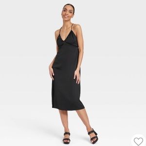 🔥Sale🔥 90s Minimal Black Slip Dress with cutout